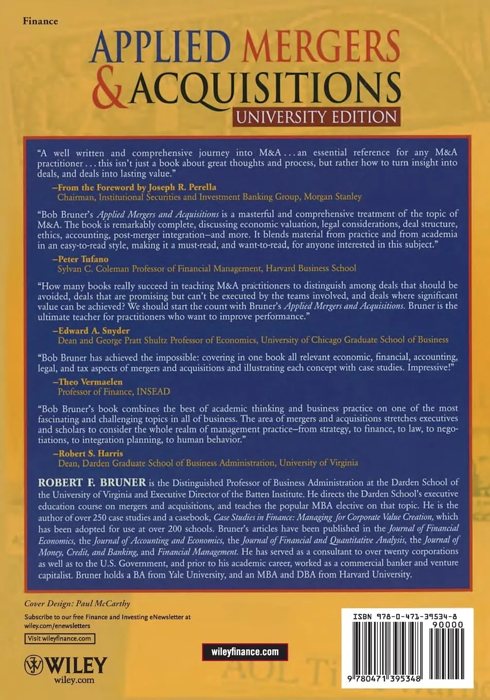 Rückseite: 9780471395348 | Applied Mergers and Acquisitions, University Edition | Robert F Bruner