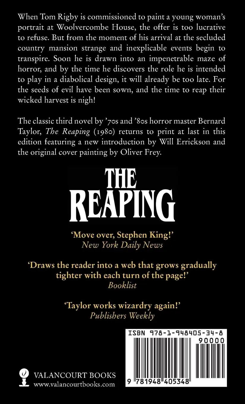 Rückseite: 9781948405348 | The Reaping (Paperbacks from Hell) | Bernard Taylor | Taschenbuch