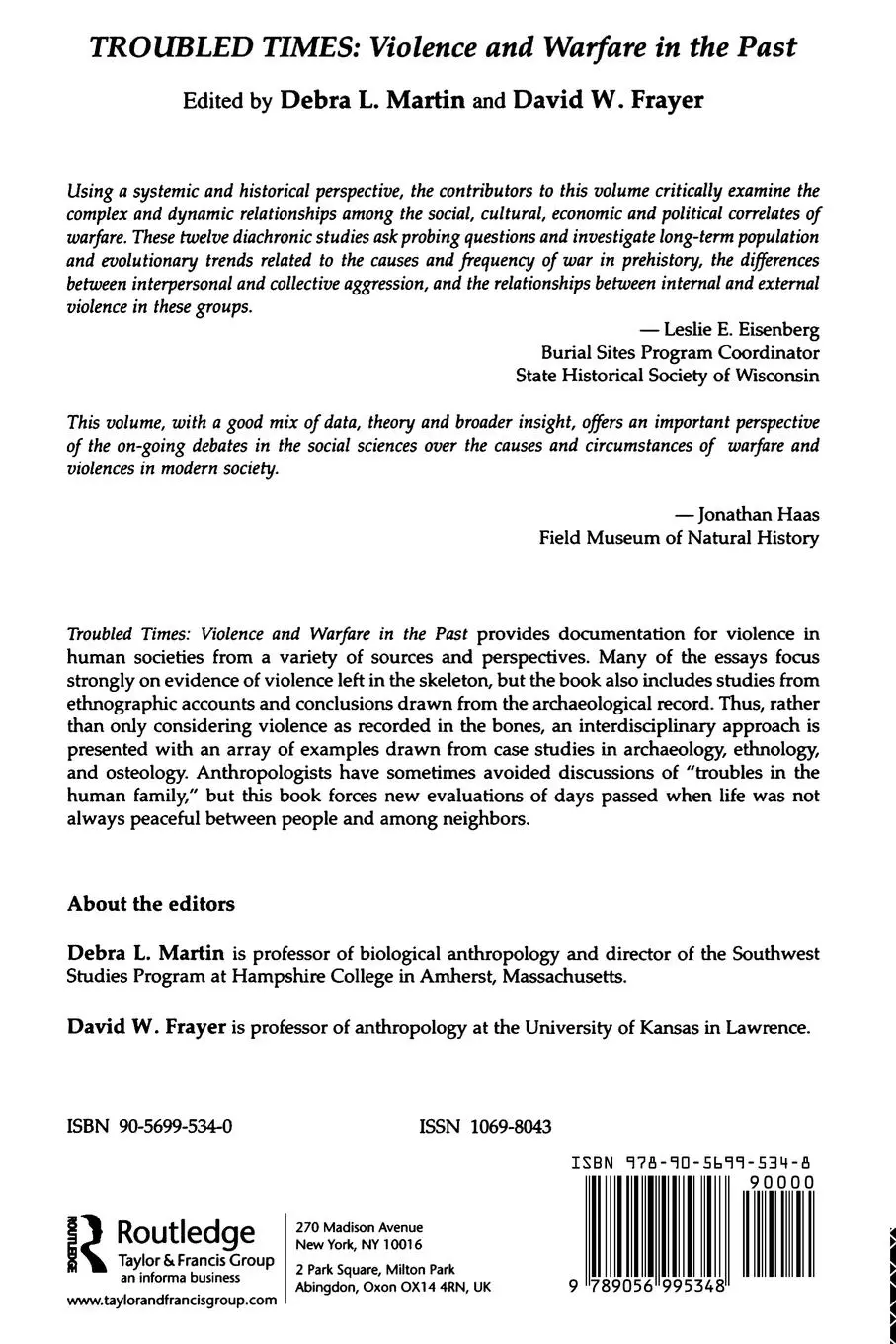 Rückseite: 9789056995348 | Troubled Times | Violence and Warfare in the Past | Frayer (u. a.)
