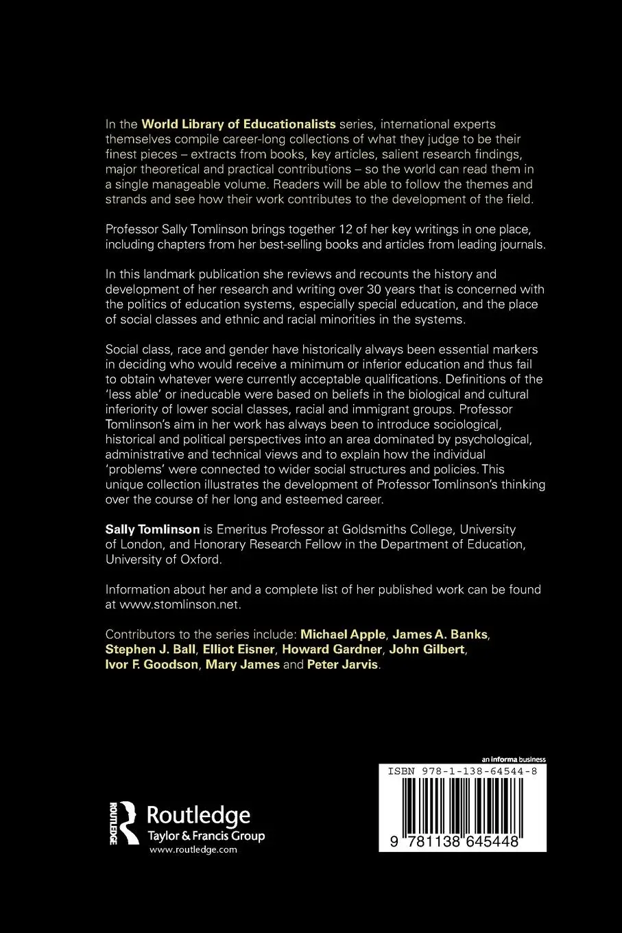 Rückseite: 9781138645448 | The Politics of Race, Class and Special Education | Sally Tomlinson