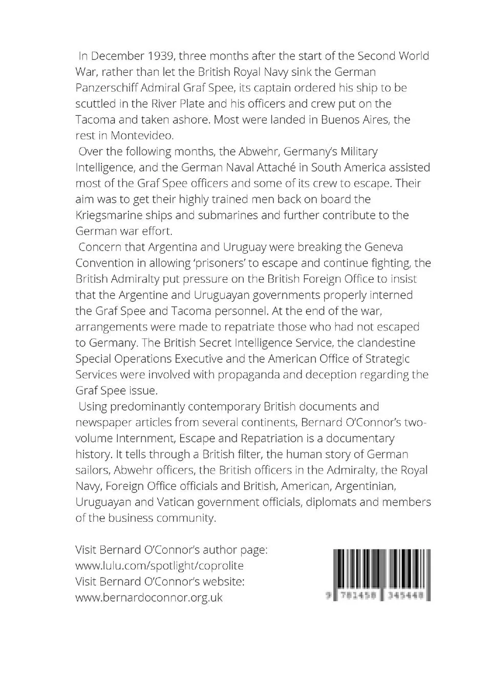 Rückseite: 9781458345448 | Internment, Escape and Repatriation Volume One 1939 - 1942 | O'Connor