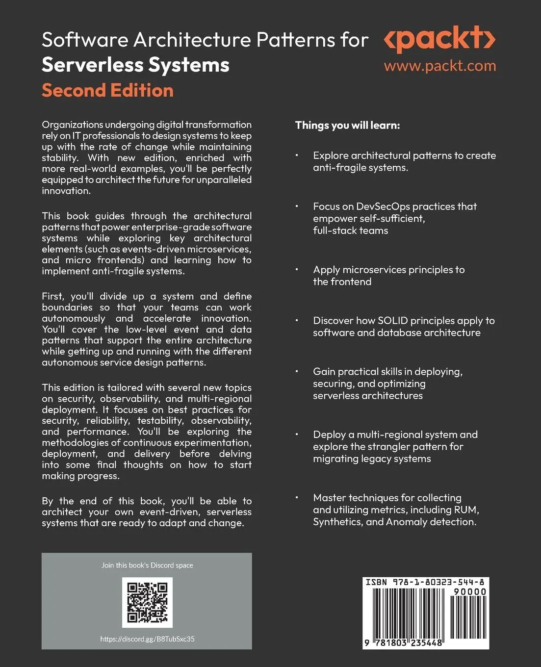 Rückseite: 9781803235448 | Software Architecture Patterns for Serverless Systems - Second Edition