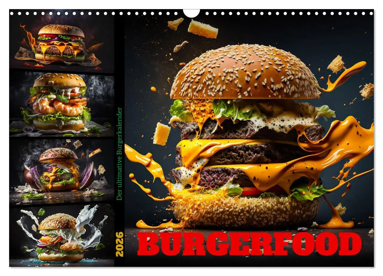 Cover: 9783457535448 | Burgerfood (Wandkalender 2026 DIN A3 quer), CALVENDO Monatskalender