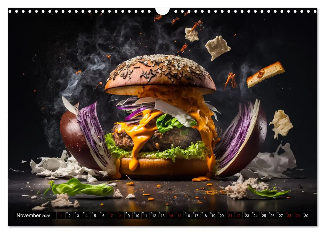 Bild: 9783457535448 | Burgerfood (Wandkalender 2026 DIN A3 quer), CALVENDO Monatskalender