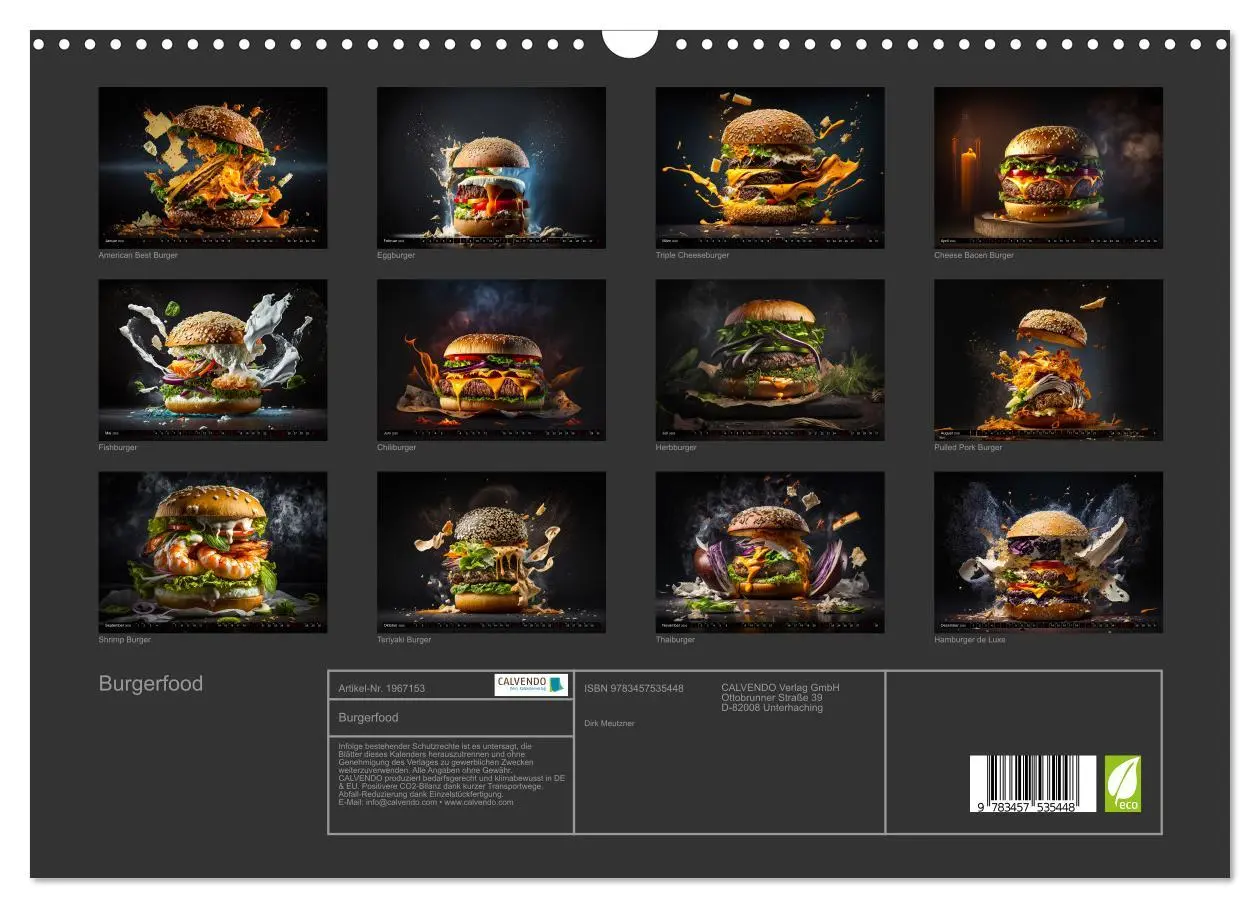 Bild: 9783457535448 | Burgerfood (Wandkalender 2026 DIN A3 quer), CALVENDO Monatskalender