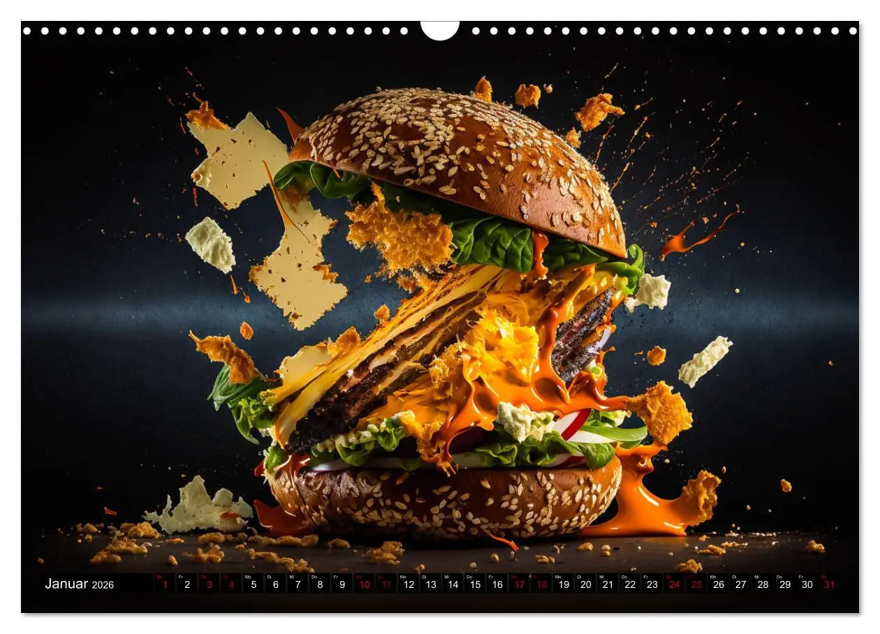 Bild: 9783457535448 | Burgerfood (Wandkalender 2026 DIN A3 quer), CALVENDO Monatskalender