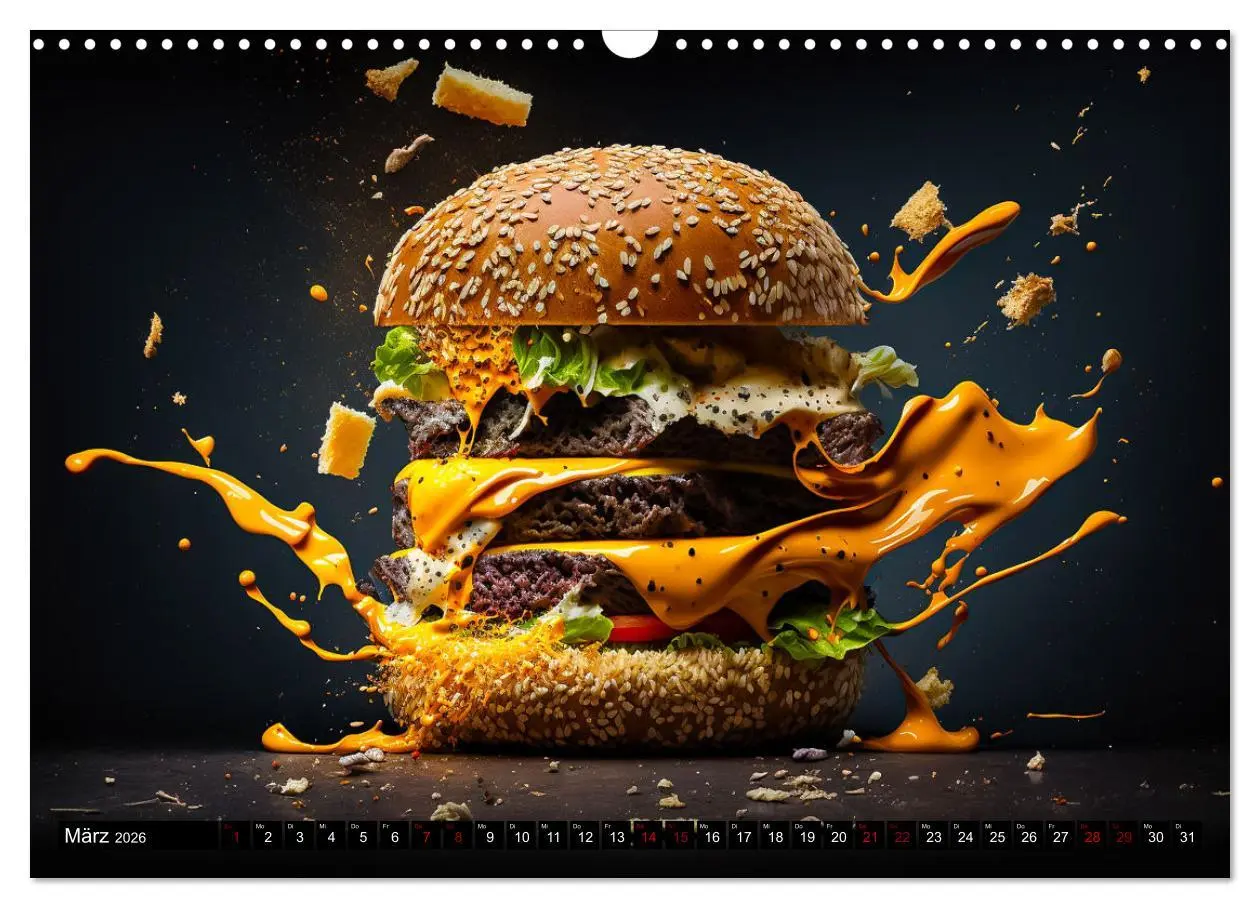 Bild: 9783457535448 | Burgerfood (Wandkalender 2026 DIN A3 quer), CALVENDO Monatskalender