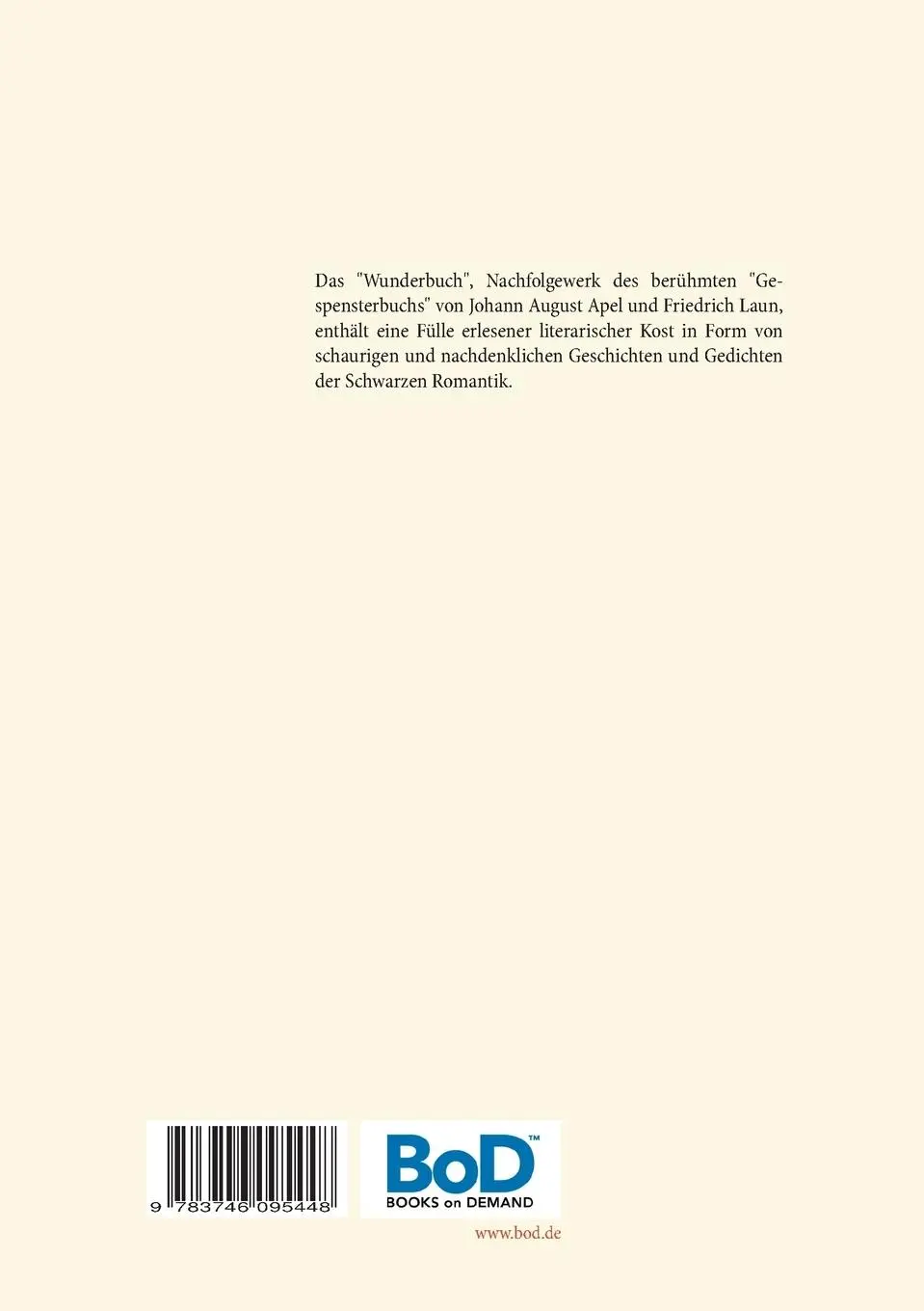 Rückseite: 9783746095448 | Wunderbuch - Drei Bände in einem Band | Johann August Apel (u. a.)