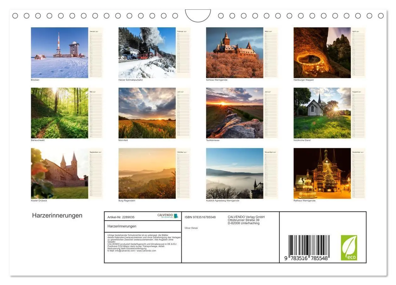 Bild: 9783516785548 | Harzerinnerungen (Wandkalender 2027 DIN A4 quer), CALVENDO...