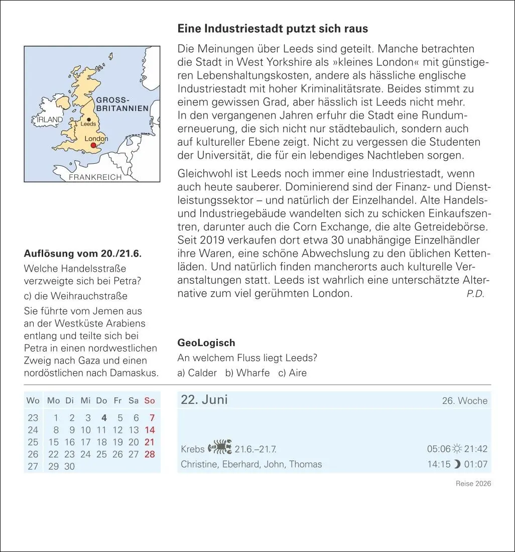 Bild: 9783840035548 | Reise Tagesabreißkalender 2026 - Kulturkalender - Städte, Menschen,...