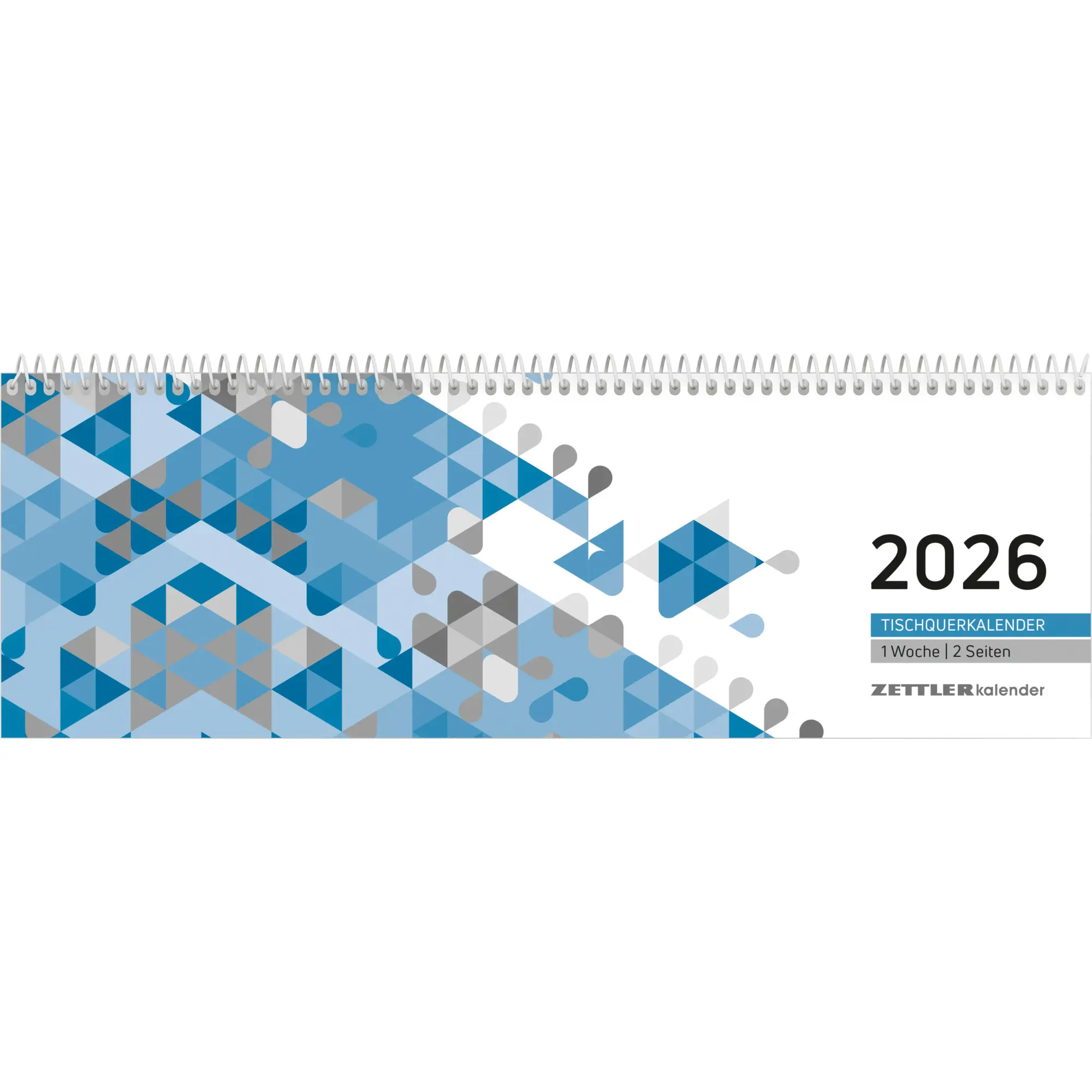 Cover: 4069095005648 | Tischquerkalender blau 2026 - 29,6x9,9 cm - 1 Woche auf 2 Seiten -...