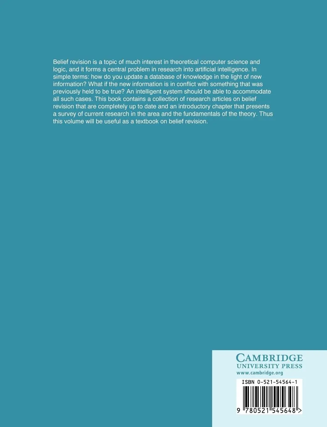 Rückseite: 9780521545648 | Belief Revision | Peter Gardenfors (u. a.) | Taschenbuch | Englisch