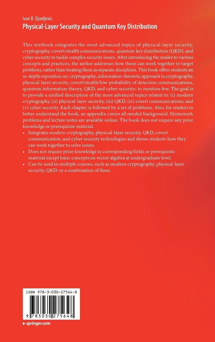 Rückseite: 9783030275648 | Physical-Layer Security and Quantum Key Distribution | Djordjevic | xv