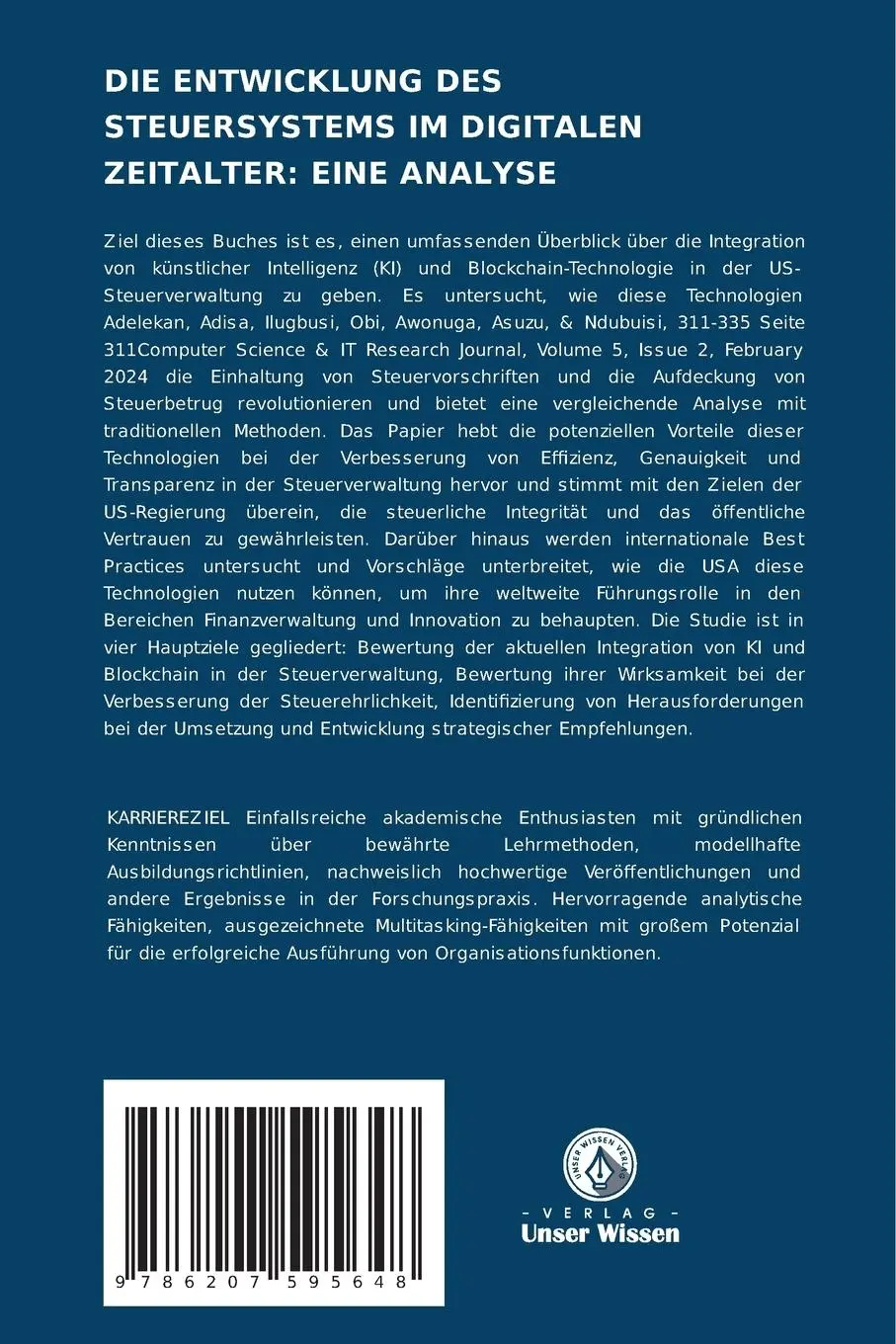 Rückseite: 9786207595648 | DIE ENTWICKLUNG DES STEUERSYSTEMS IM DIGITALEN ZEITALTER: EINE ANALYSE
