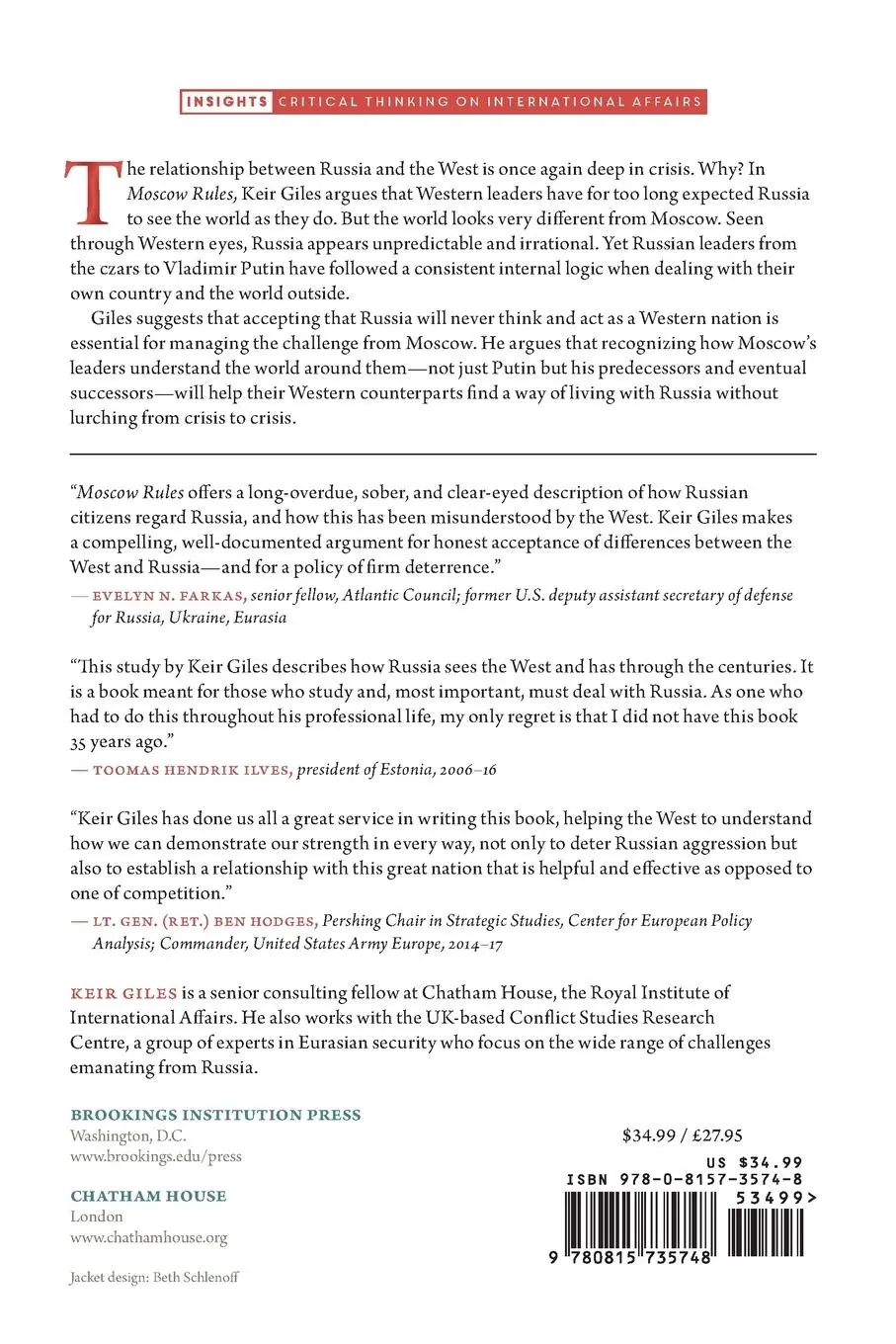 Rückseite: 9780815735748 | Moscow Rules | What Drives Russia to Confront the West | Keir Giles