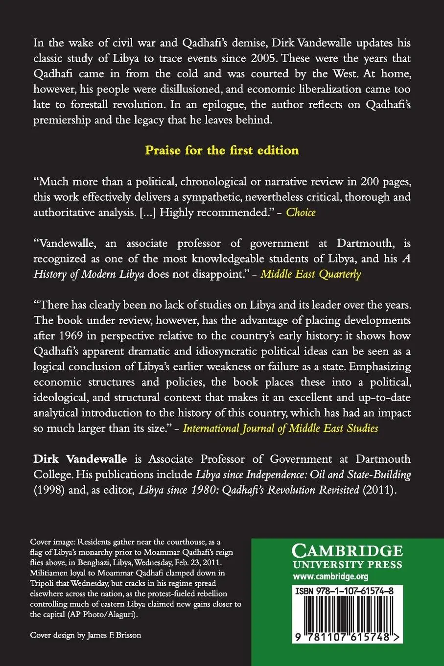 Rückseite: 9781107615748 | A History of Modern Libya | Dirk Vandewalle | Taschenbuch | Englisch