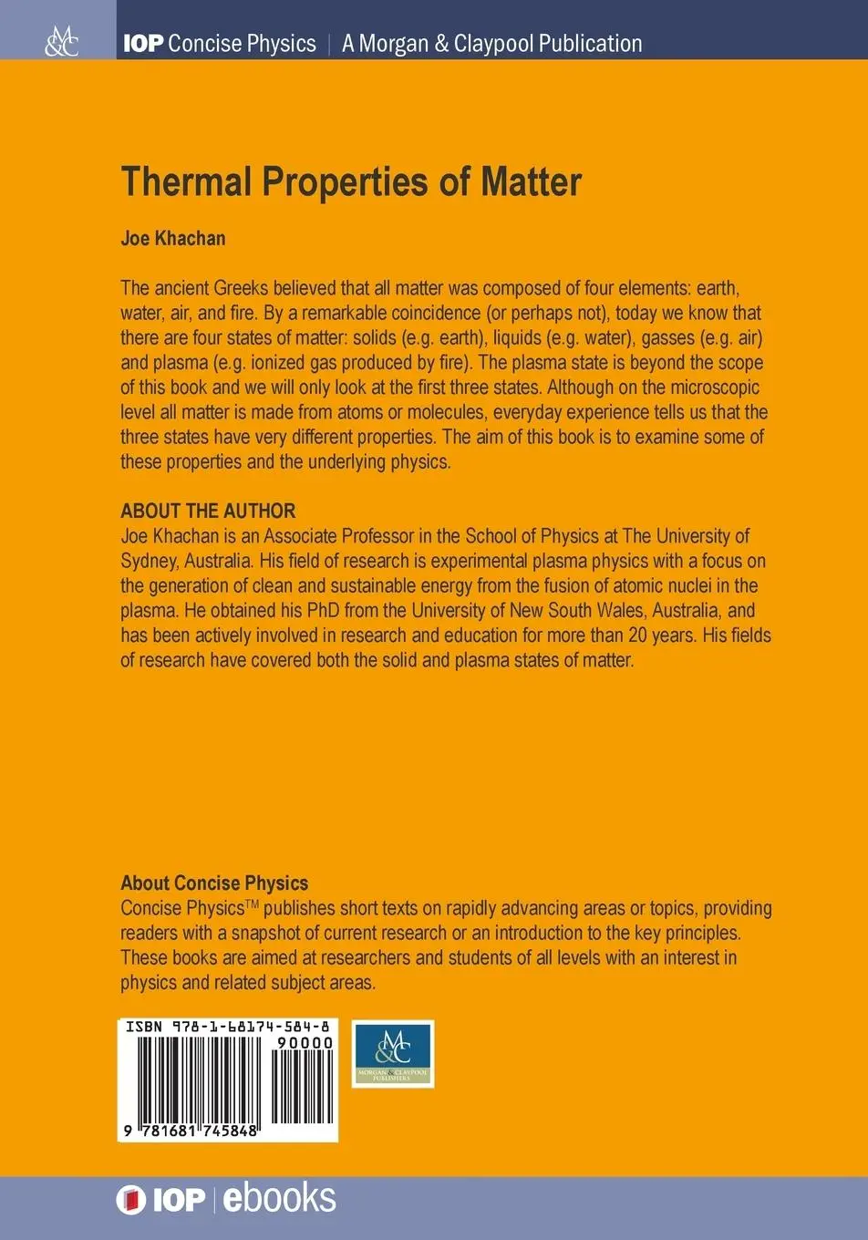 Rückseite: 9781681745848 | Thermal Properties of Matter | Joe Khachan | Taschenbuch | Englisch