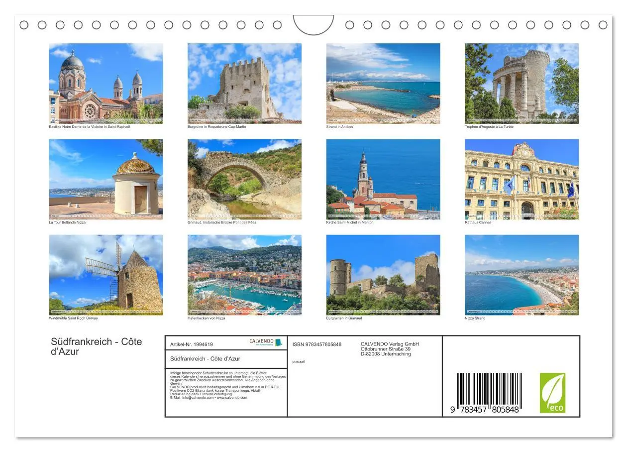 Bild: 9783457805848 | Südfrankreich - Côte d'Azur (Wandkalender 2026 DIN A4 quer),...