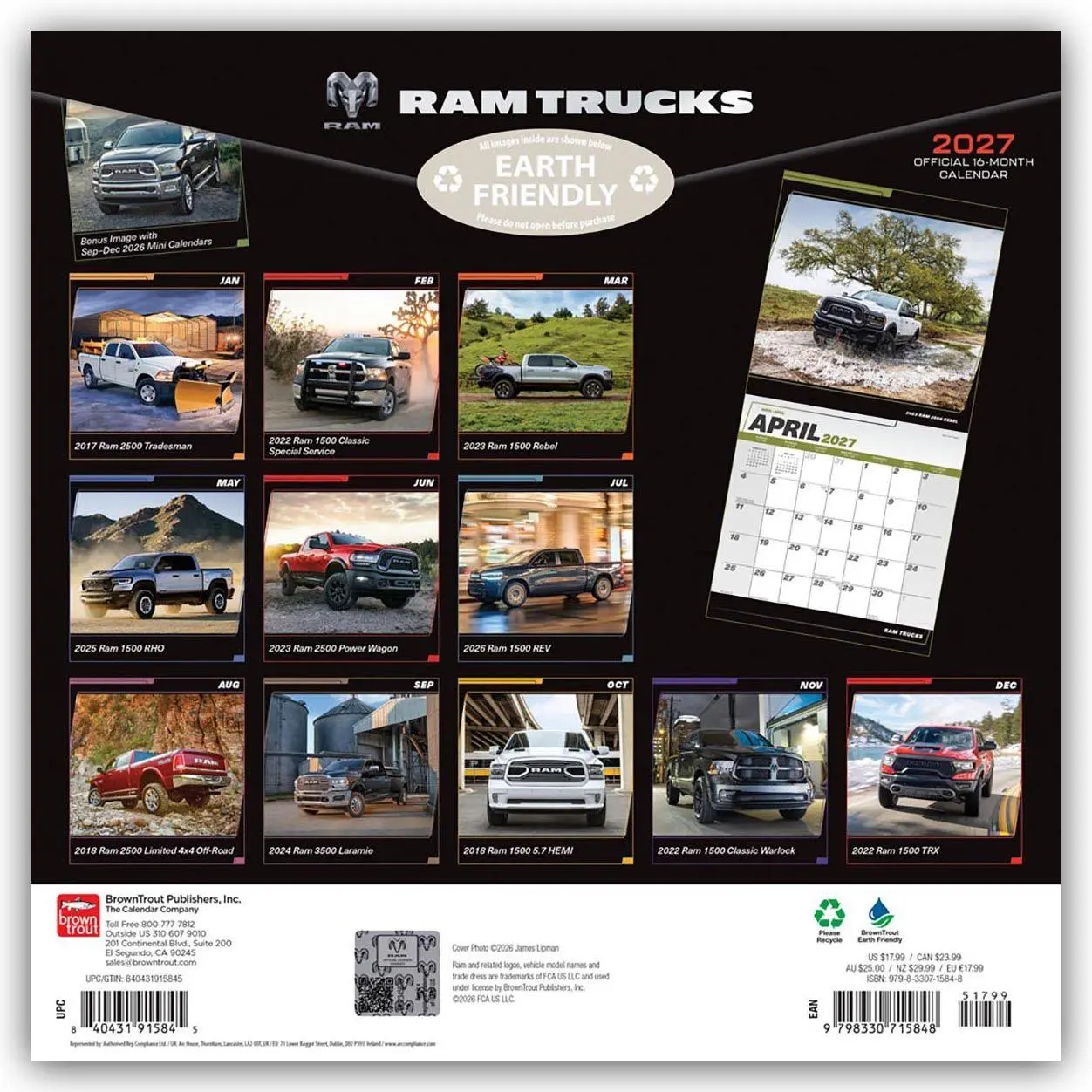 Rückseite: 9798330715848 | RAM Trucks - Ram Pickups 2027 - 16-Monatskalender | Publishers | 28 S.