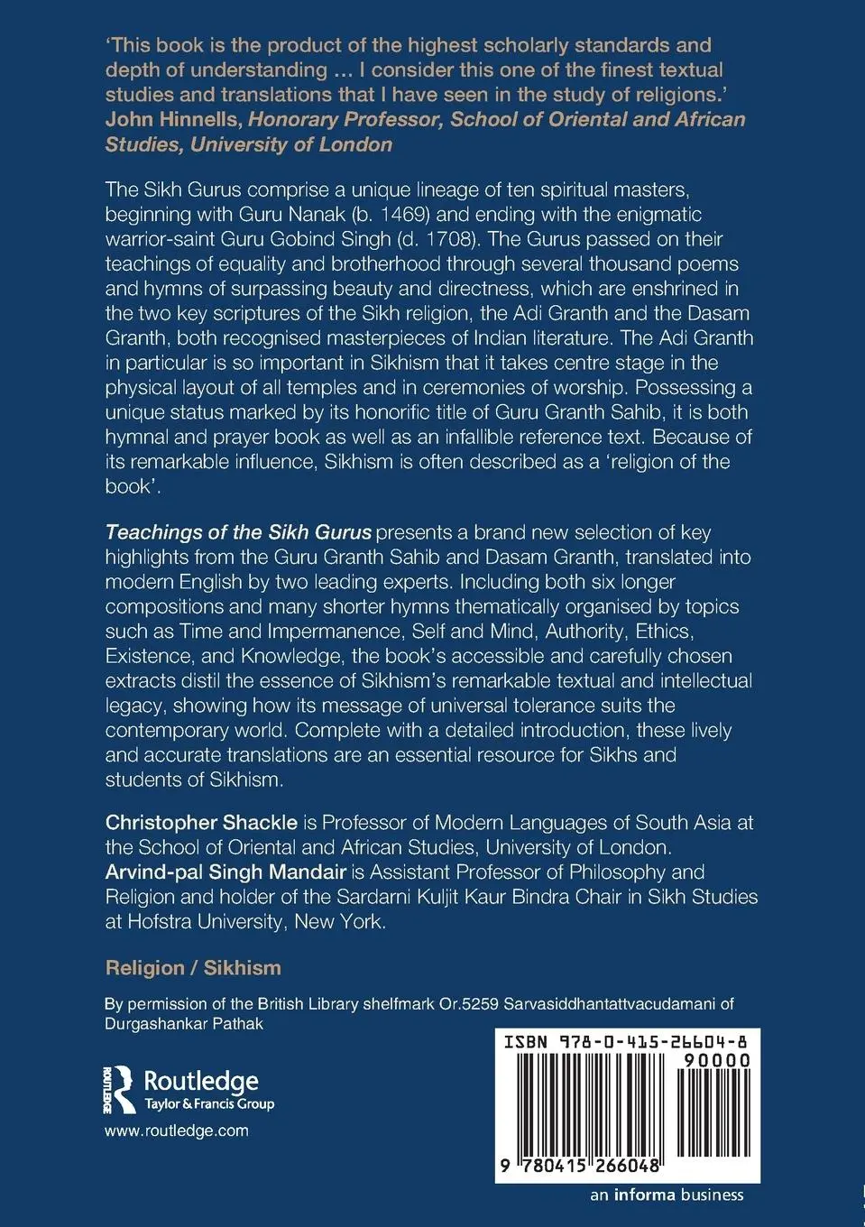 Rückseite: 9780415266048 | Teachings of the Sikh Gurus | Selections from the Sikh Scriptures