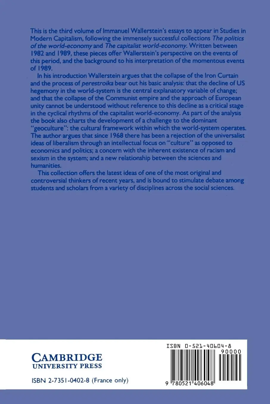 Rückseite: 9780521406048 | Geopolitics and Geoculture | Essays on the Changing World-System