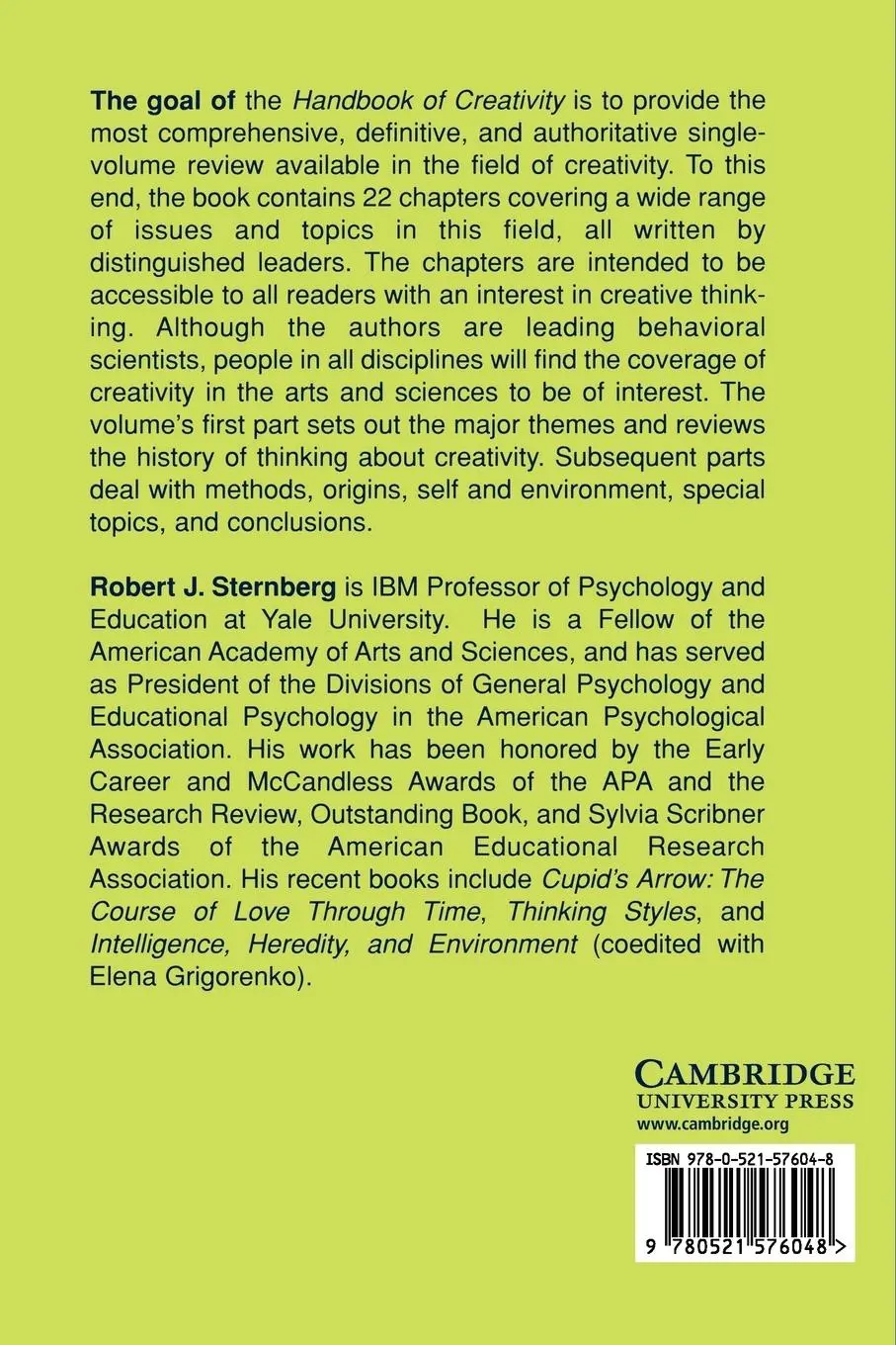 Rückseite: 9780521576048 | Handbook of Creativity | Robert J. Sternberg | Taschenbuch | Englisch