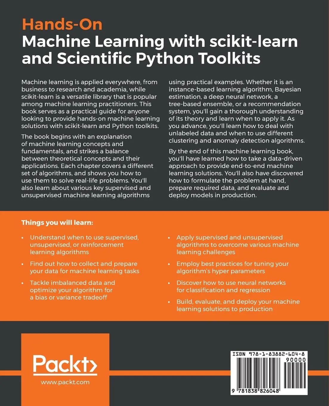 Rückseite: 9781838826048 | Hands-On Machine Learning with scikit-learn and Scientific Python...