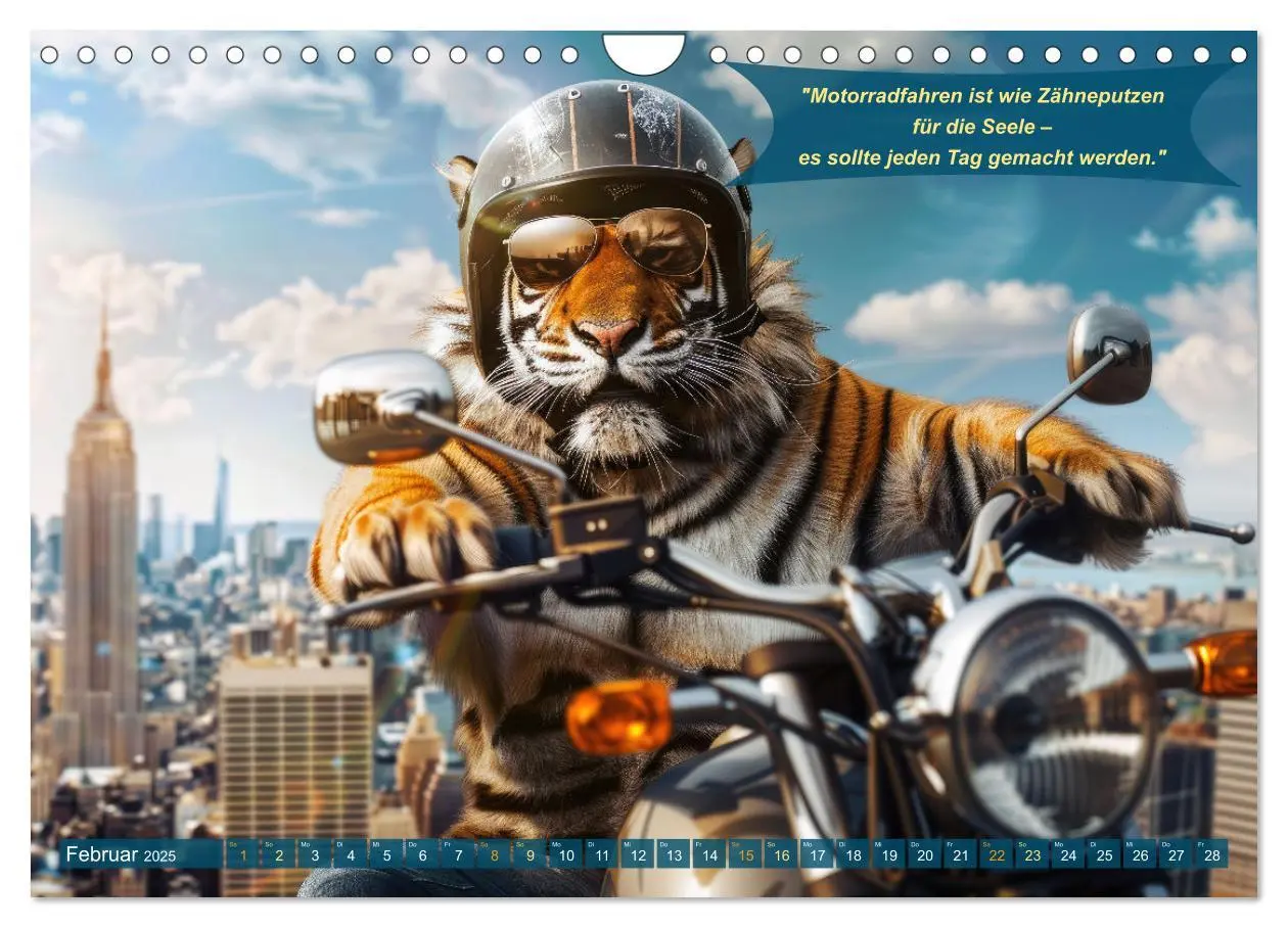 Bild: 9783457166048 | Tierisch lustige Motorradfahrer (Wandkalender 2025 DIN A4 quer),...