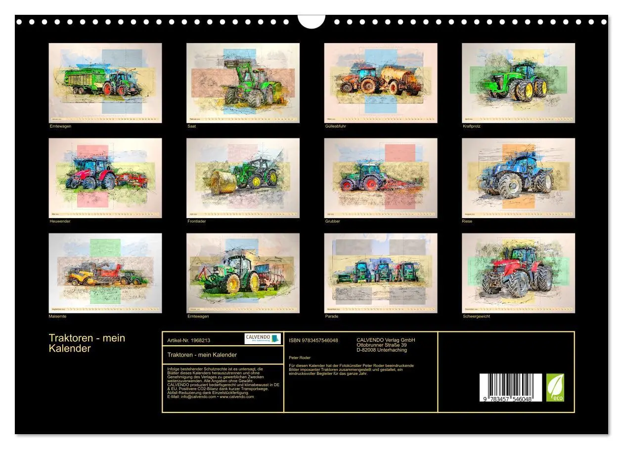 Bild: 9783457546048 | Traktoren - mein Kalender (Wandkalender 2026 DIN A3 quer), CALVENDO...