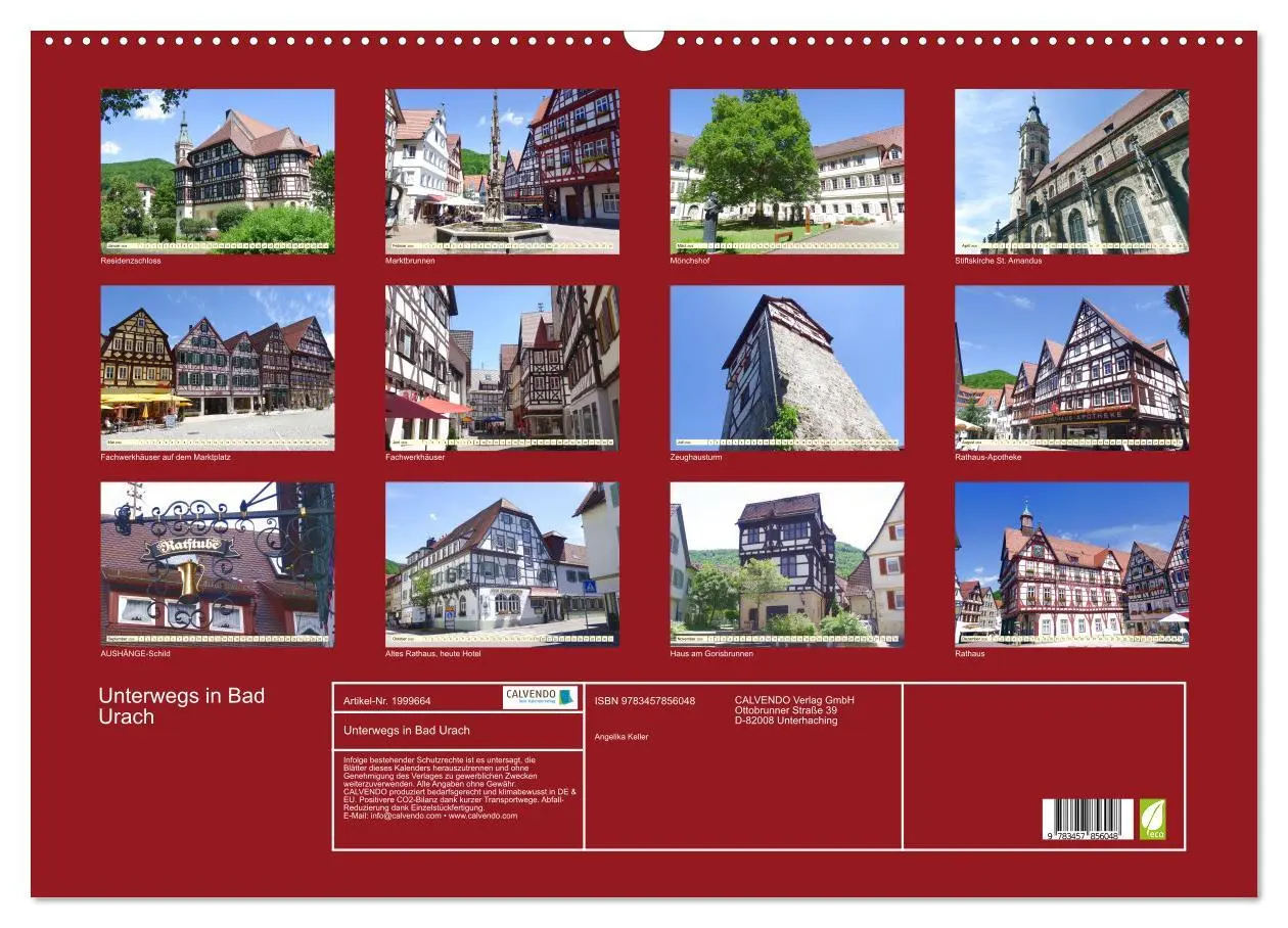 Bild: 9783457856048 | Unterwegs in Bad Urach (Wandkalender 2026 DIN A2 quer), CALVENDO...