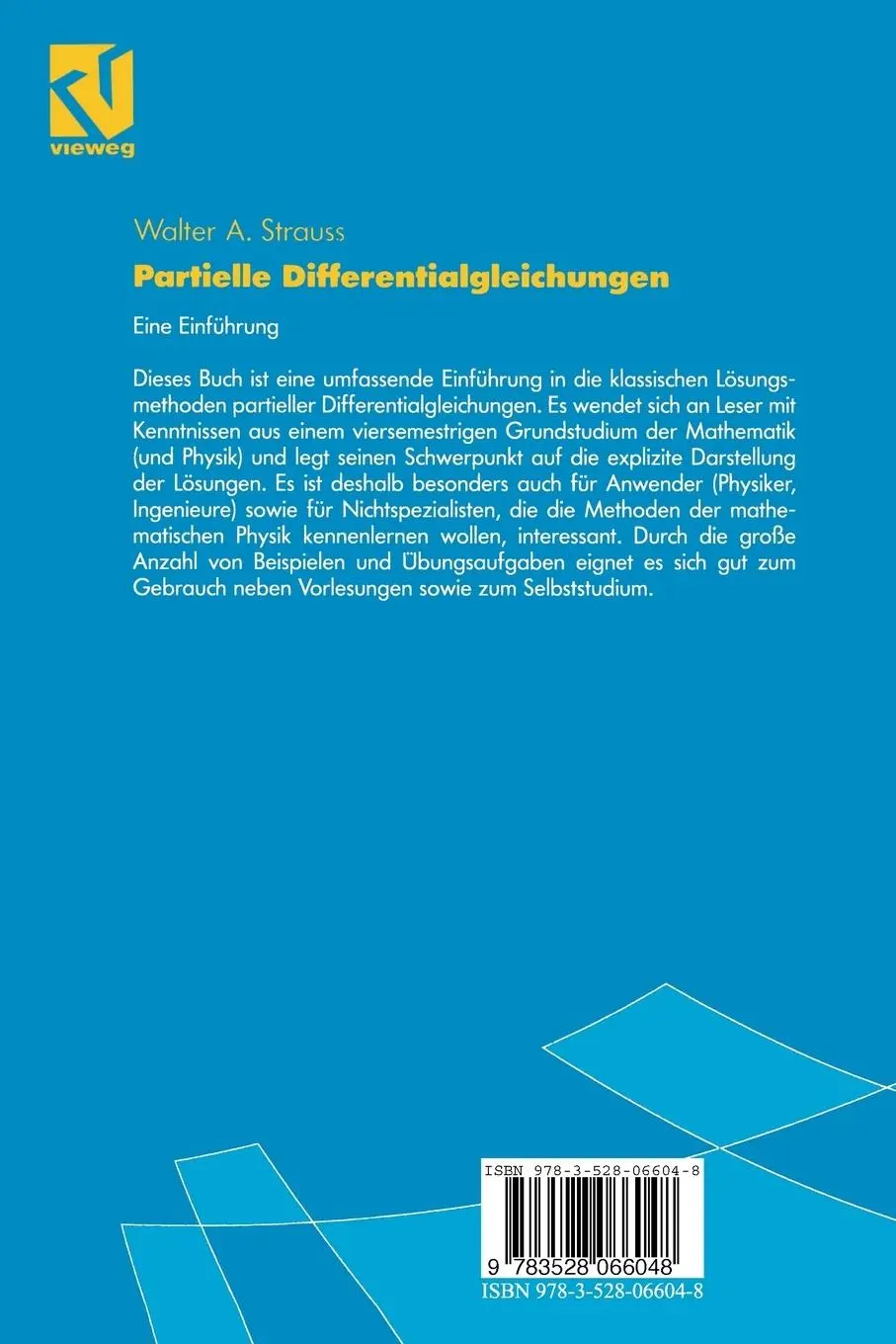 Rückseite: 9783528066048 | Partielle Differentialgleichungen | Eine Einführung | Strauss | Buch