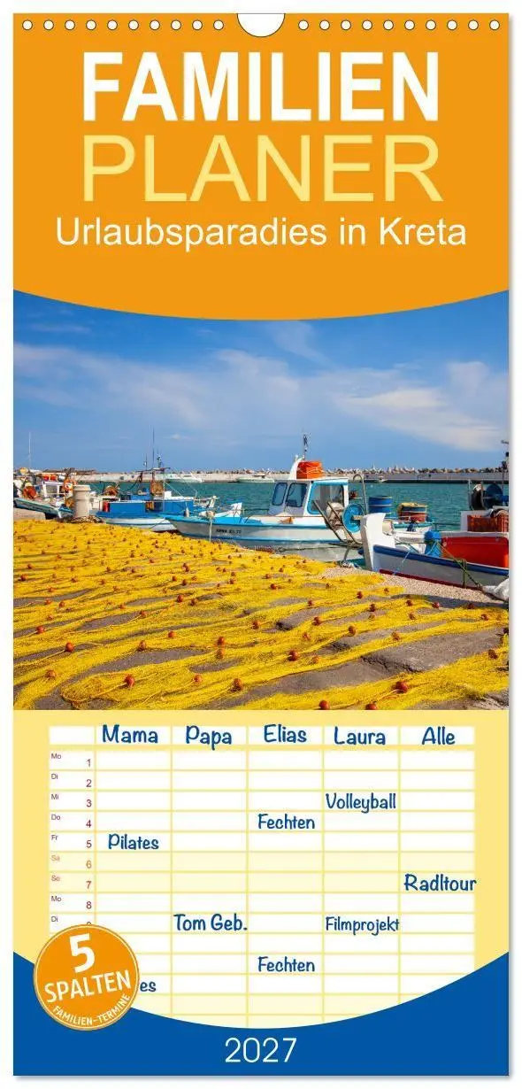 Cover: 9783594306048 | Familienplaner 2027 - Urlaubsparadies in Kreta mit 5 Spalten...
