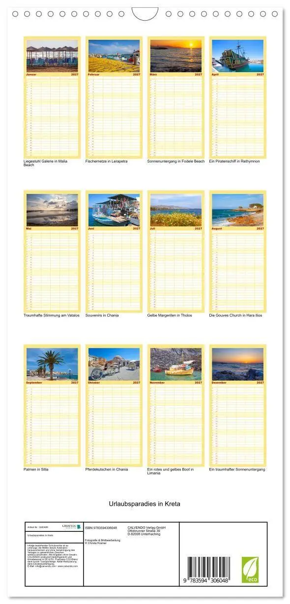 Bild: 9783594306048 | Familienplaner 2027 - Urlaubsparadies in Kreta mit 5 Spalten...