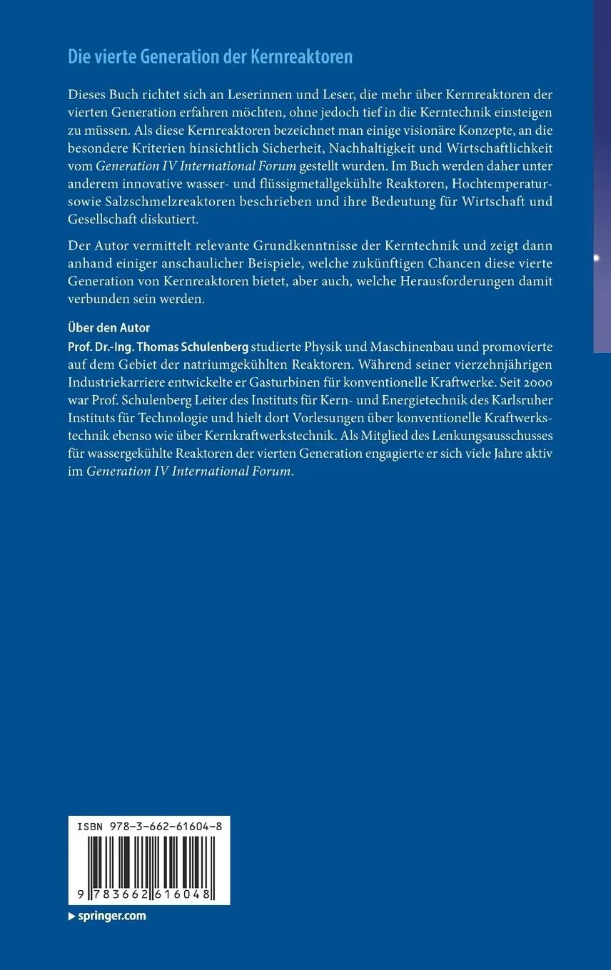 Rückseite: 9783662616048 | Die vierte Generation der Kernreaktoren | Thomas Schulenberg | Buch