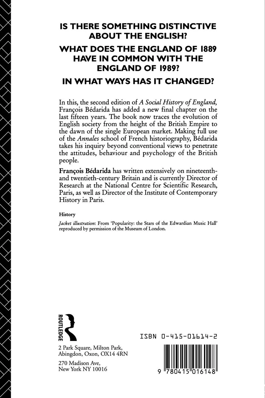 Rückseite: 9780415016148 | A Social History of England 1851-1990 | Francois Bedarida | Buch