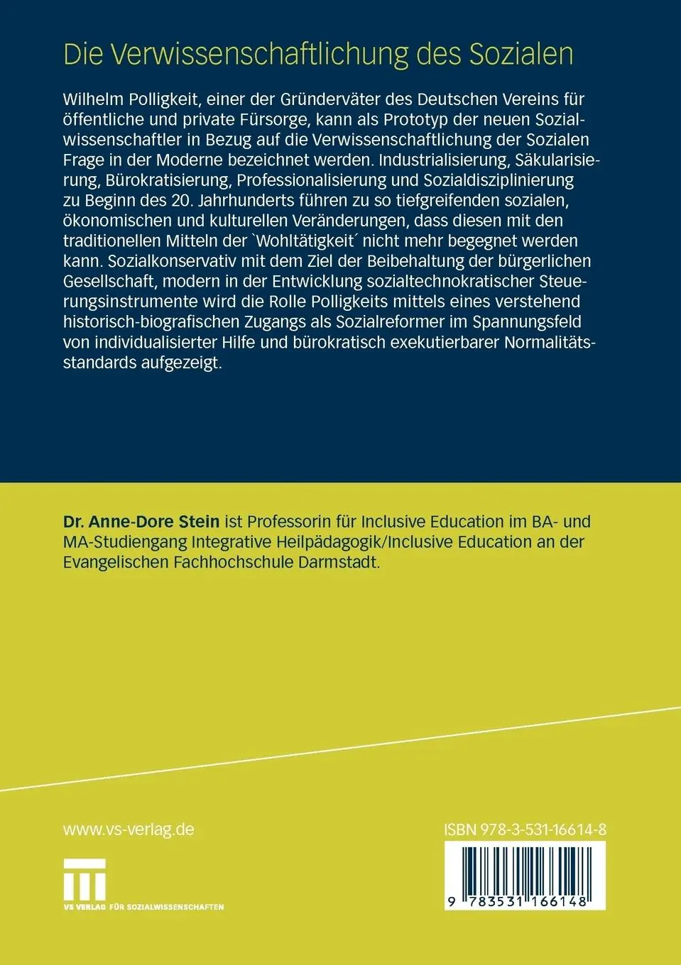 Rückseite: 9783531166148 | Die Verwissenschaftlichung des Sozialen | Anne-Dore Stein | Buch