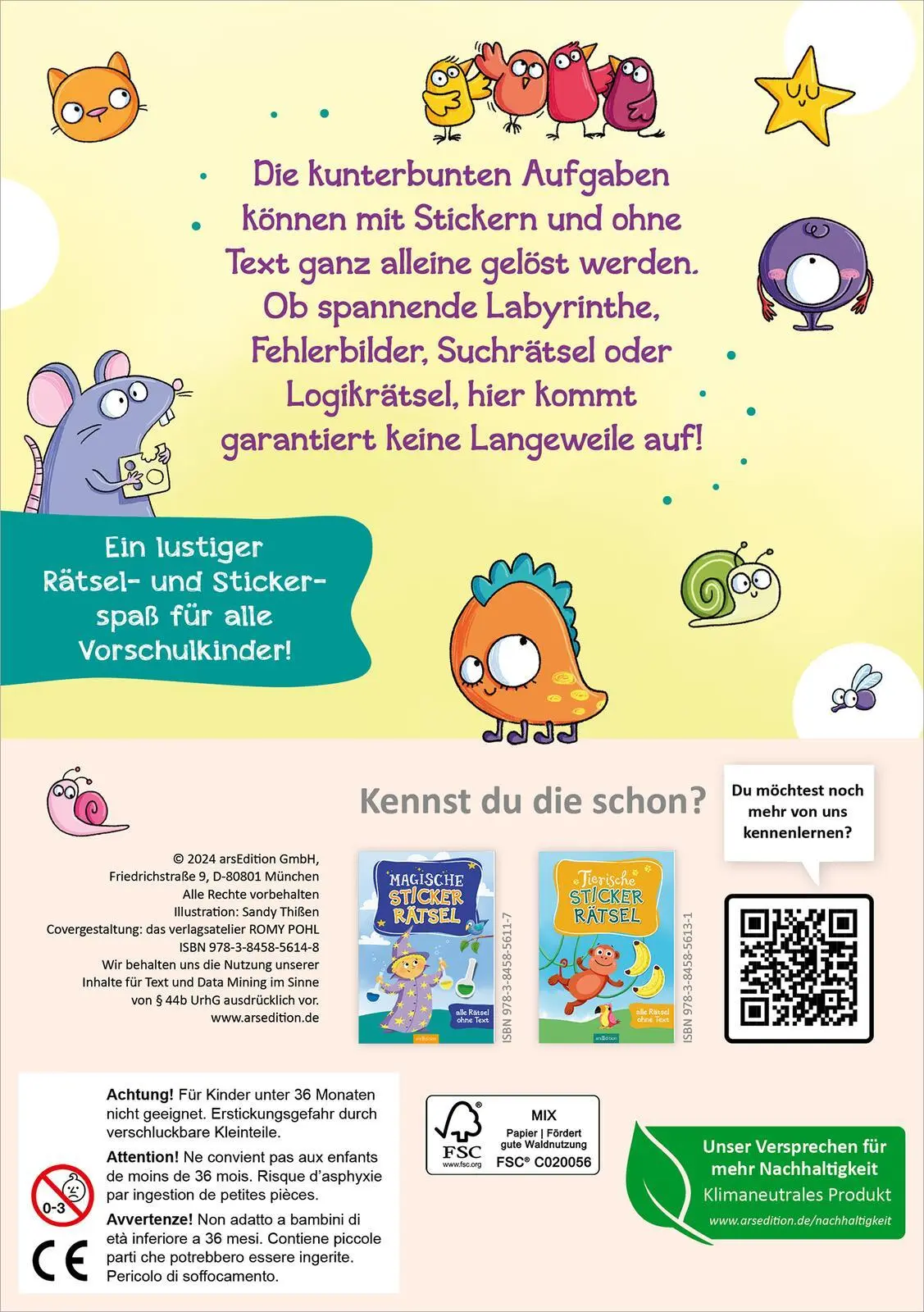 Rückseite: 9783845856148 | Lustige Sticker-Rätsel | Alle Rätsel ohne Text | Sandy Thißen | Buch