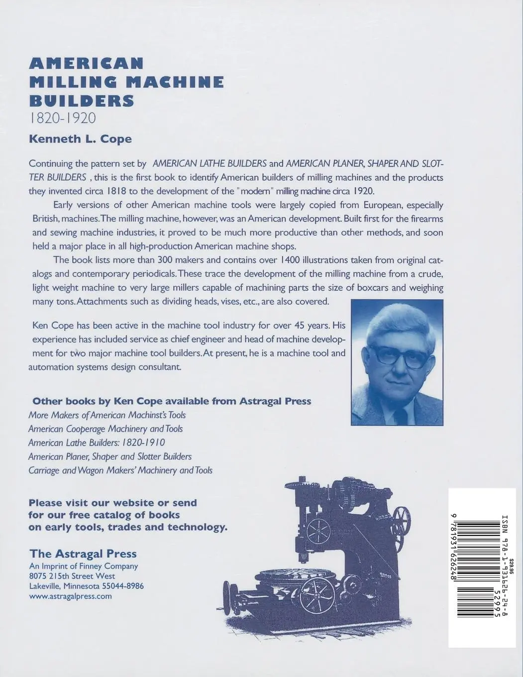 Rückseite: 9781931626248 | American Milling Machine Builders 1820-1920 | Kenneth L. Cope | Buch