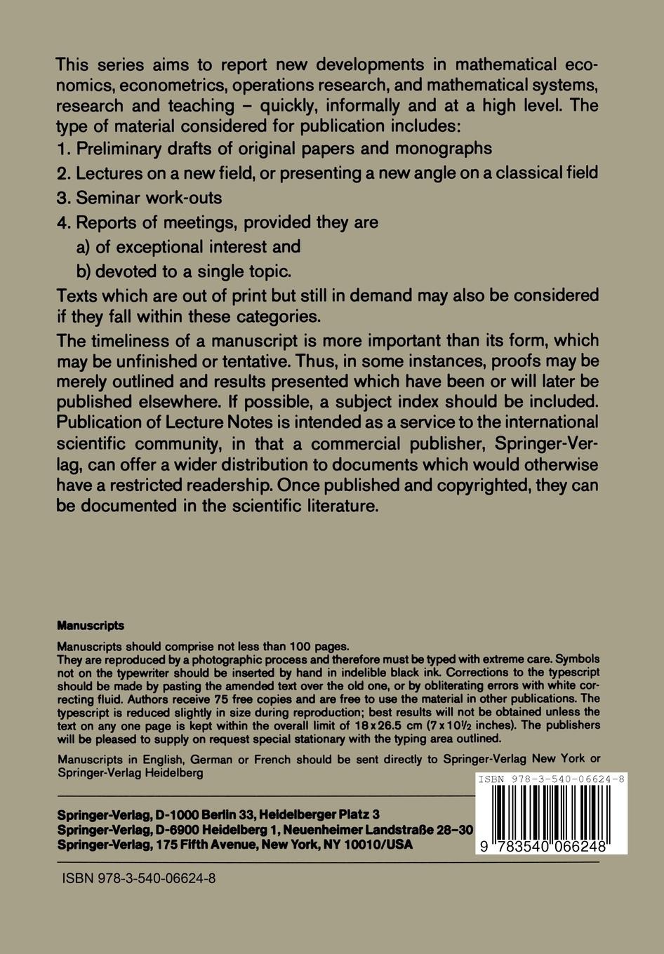 Rückseite: 9783540066248 | General Equilibrium with Price-Making Firms | T. Marschak (u. a.) | xi