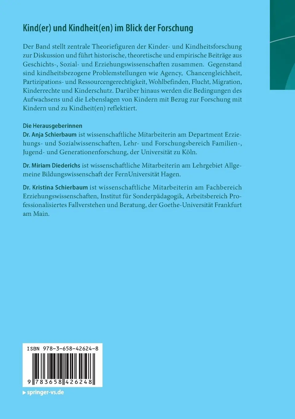 Rückseite: 9783658426248 | Kind(er) und Kindheit(en) im Blick der Forschung | Schierbaum (u. a.)