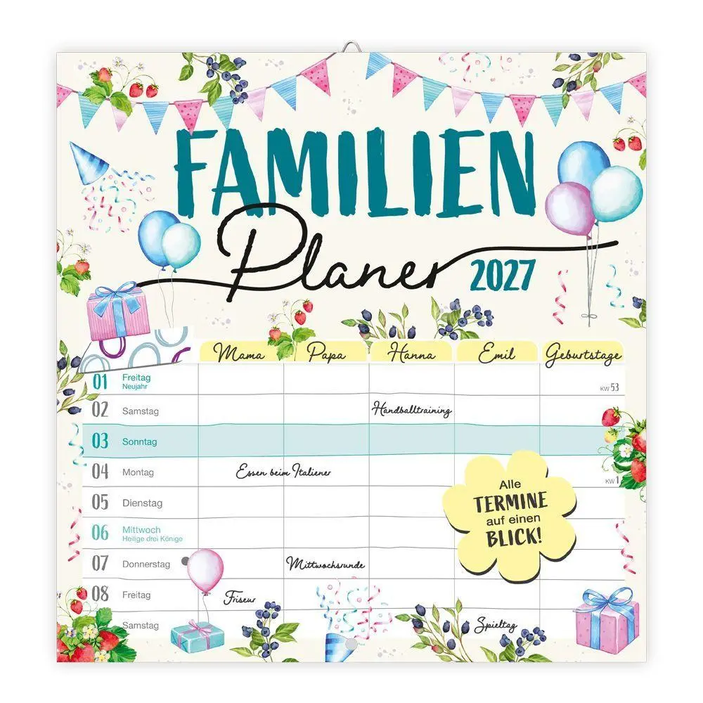 Cover: 9783988026248 | TRÖTSCH - Broschürenkalender Familienplaner 2027 | Wandplaner | KG