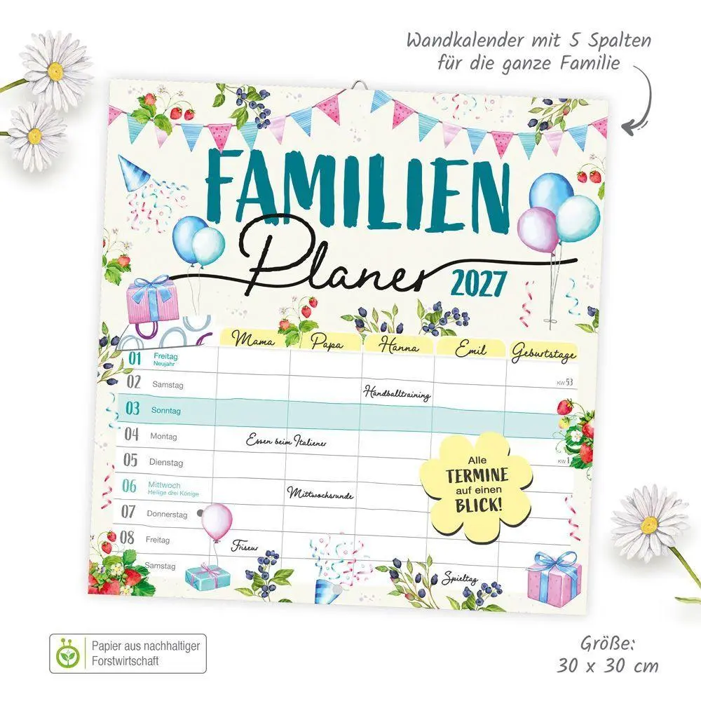 Bild: 9783988026248 | TRÖTSCH - Broschürenkalender Familienplaner 2027 | Wandplaner | KG