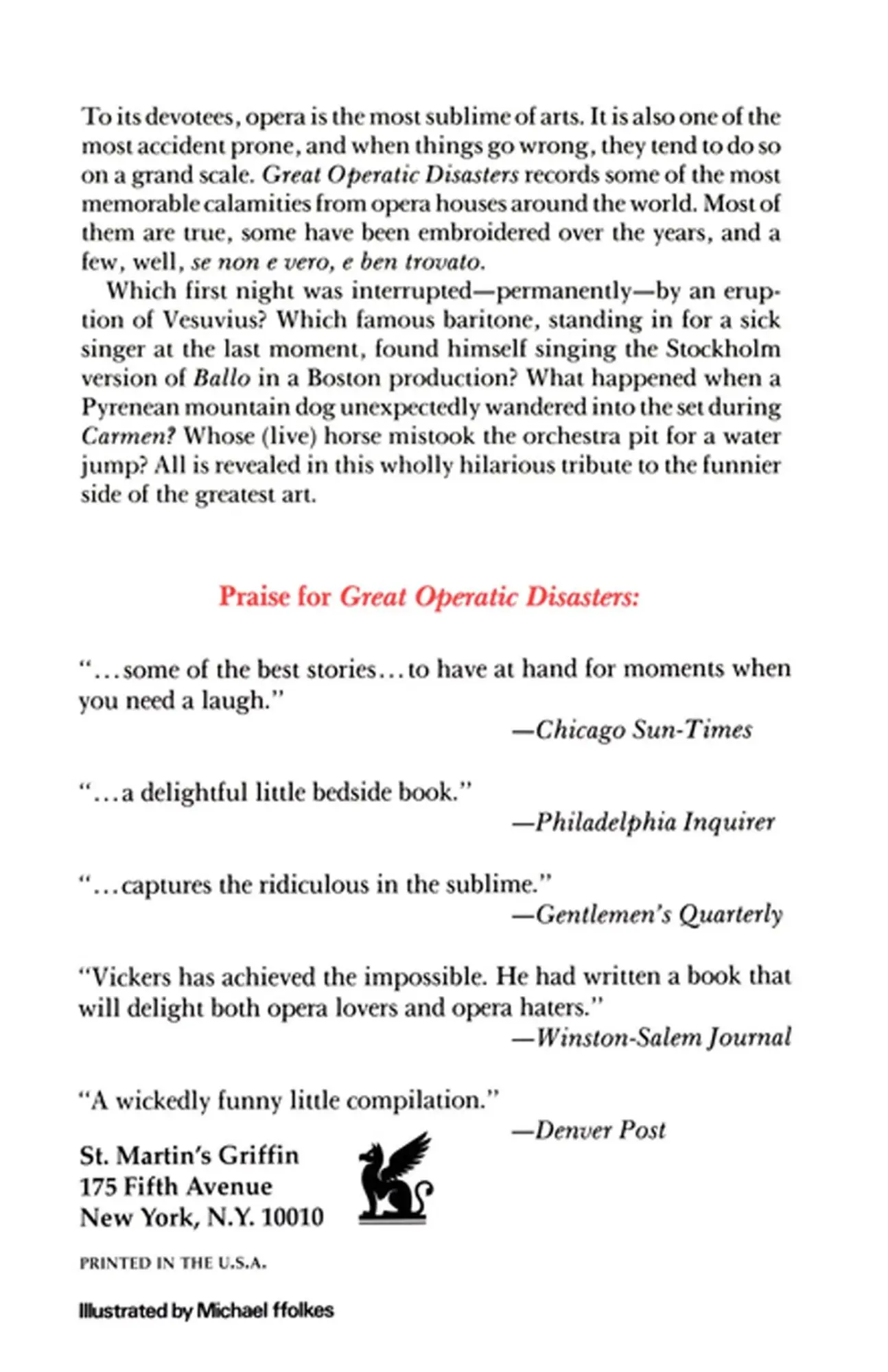 Rückseite: 9780312346348 | Great Operatic Disasters | Hugh Vickers | Taschenbuch | Englisch