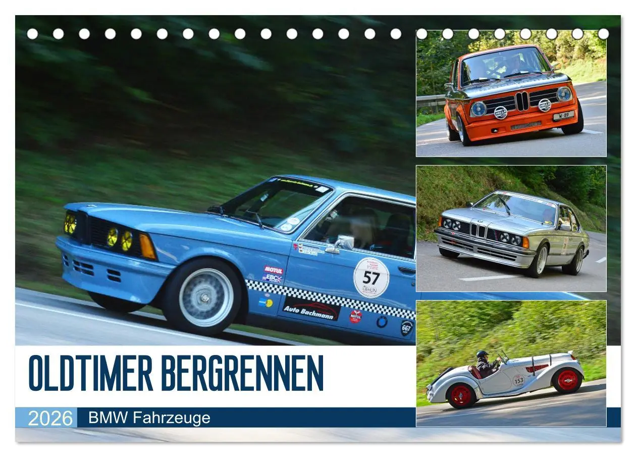 Cover: 9783457756348 | OLDTIMER BERGRENNEN - BMW Fahrzeuge (Tischkalender 2026 DIN A5...