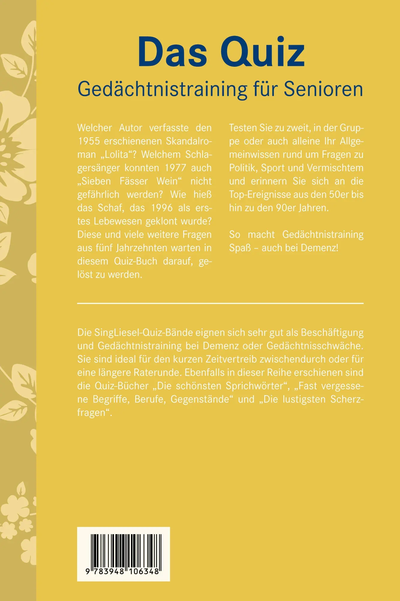 Bild: 9783948106348 | Allgemeinwissen. Das Gedächtnistraining-Quiz für Senioren. Ideal...
