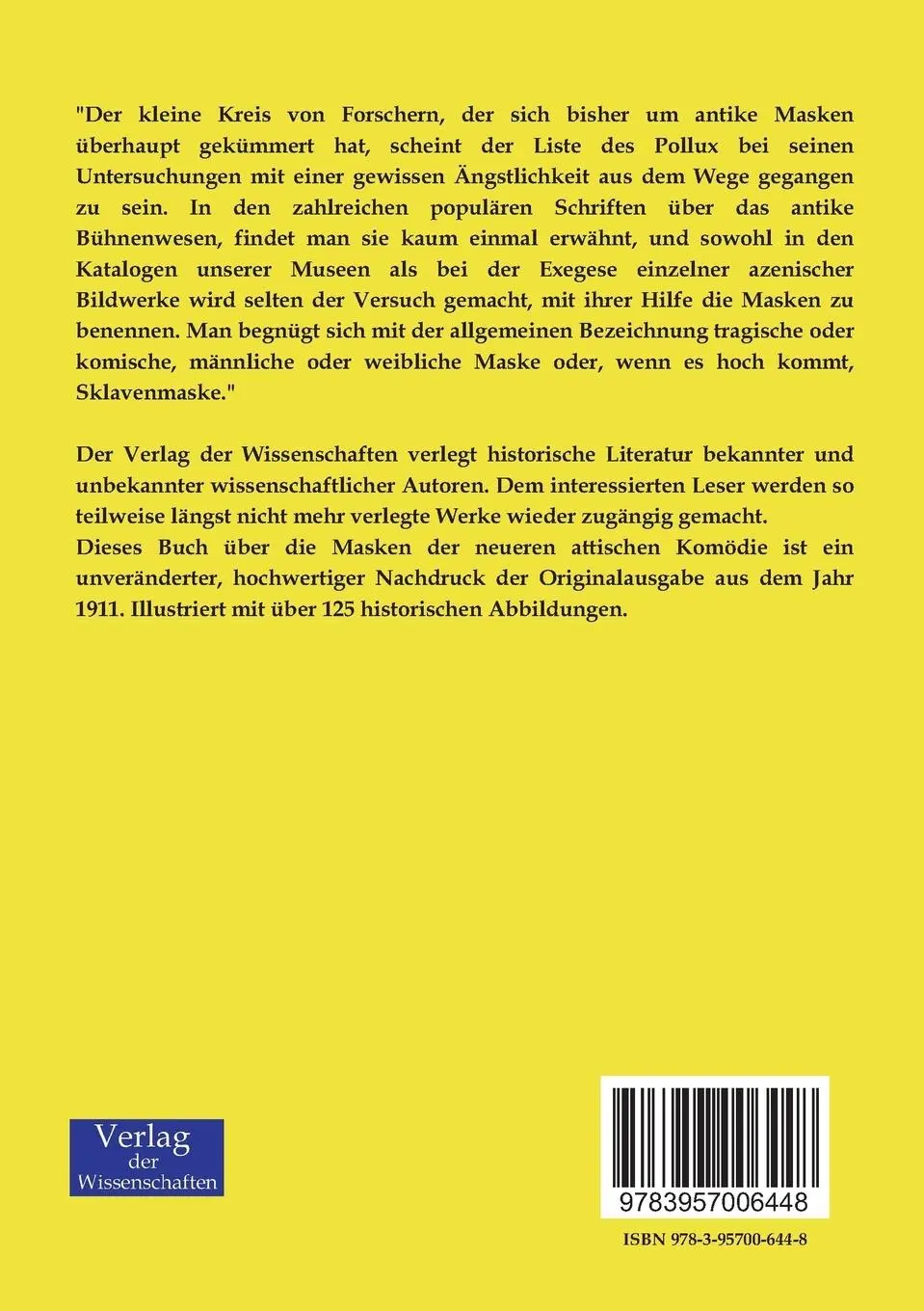 Rückseite: 9783957006448 | Die Masken der neueren attischen Komödie | Carl Robert | Taschenbuch