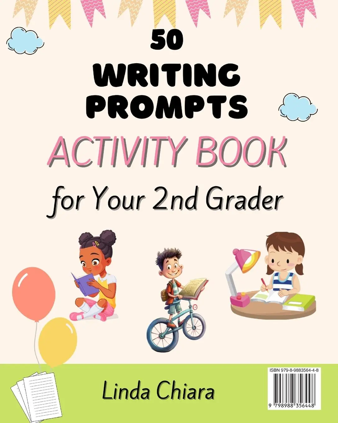 Rückseite: 9798988356448 | 50 Writing Prompts Activity Book for Your 2nd Grader | Linda Chiara
