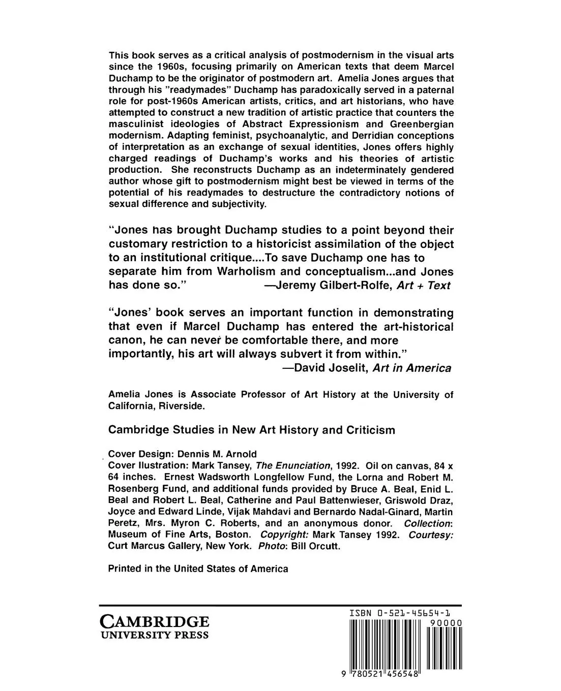 Rückseite: 9780521456548 | Postmodernism and the En-Gendering Marcel Duchamp | Amelia Jones