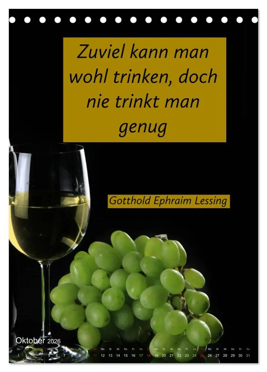 Bild: 9783516376548 | WEIN Weisheiten und Sprichworte (Tischkalender 2026 DIN A5 hoch),...