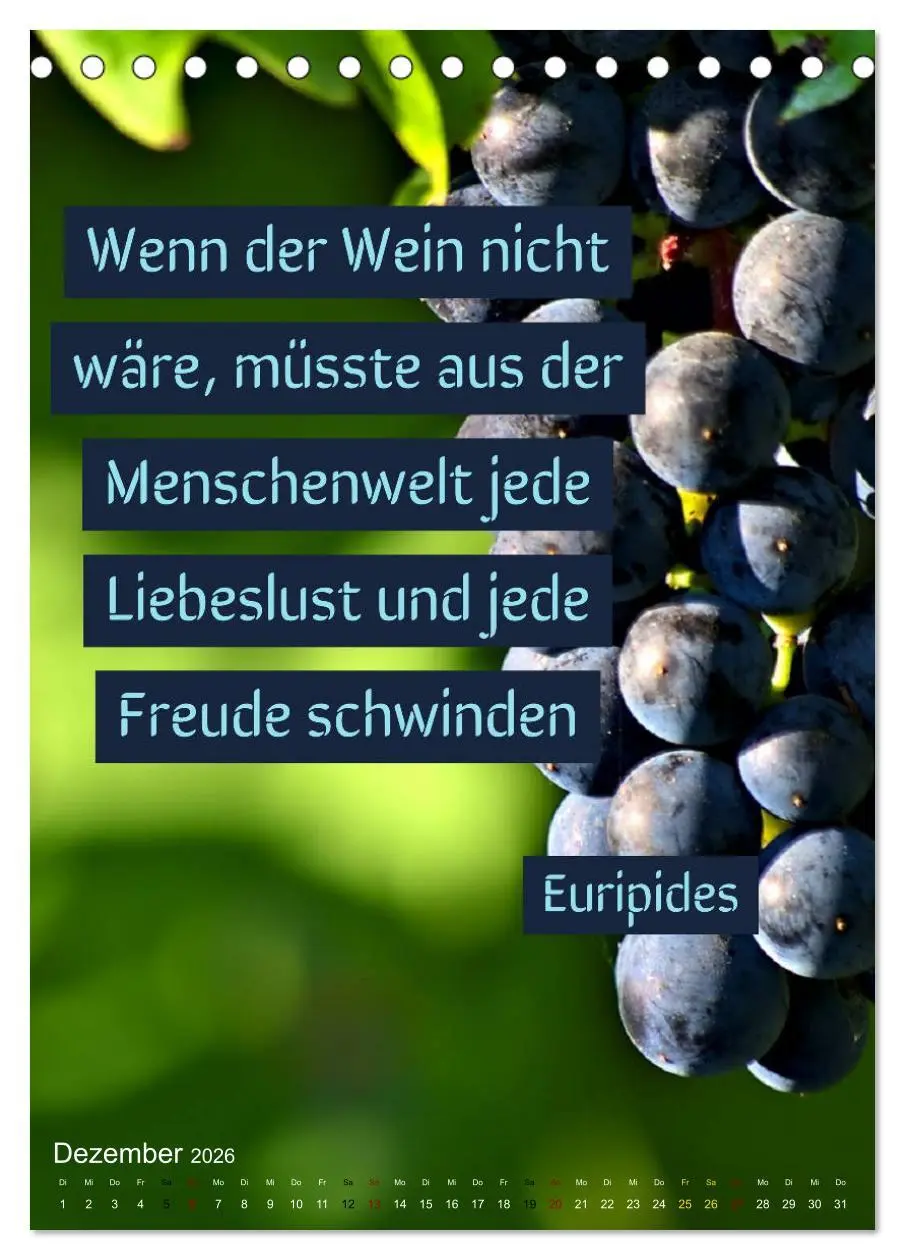 Bild: 9783516376548 | WEIN Weisheiten und Sprichworte (Tischkalender 2026 DIN A5 hoch),...